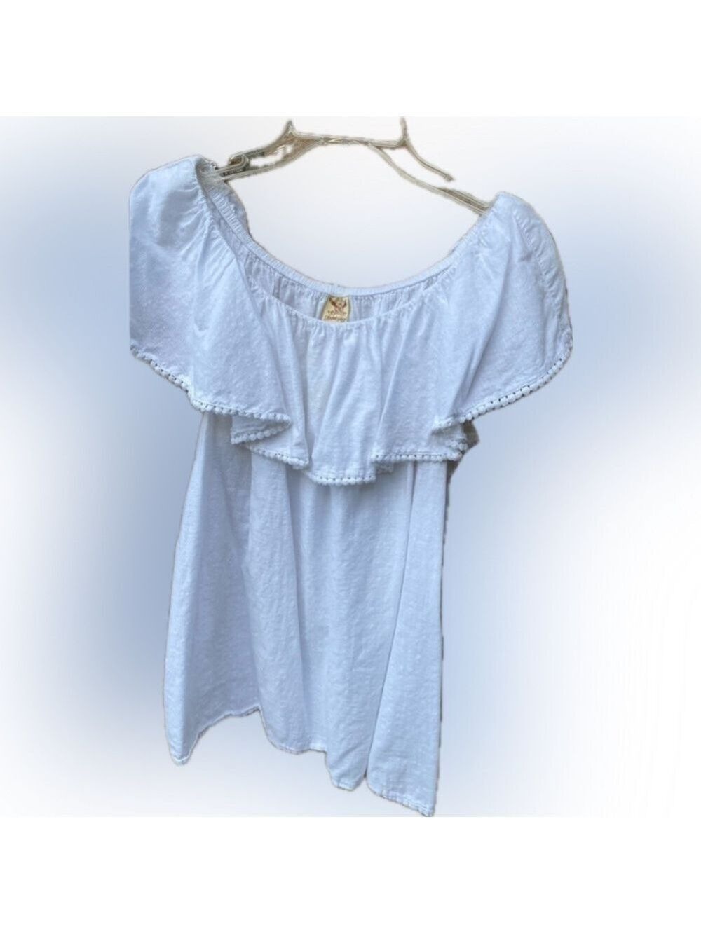 Faded Glory white Peasant off the shoulder cotton top. Good condition no stains